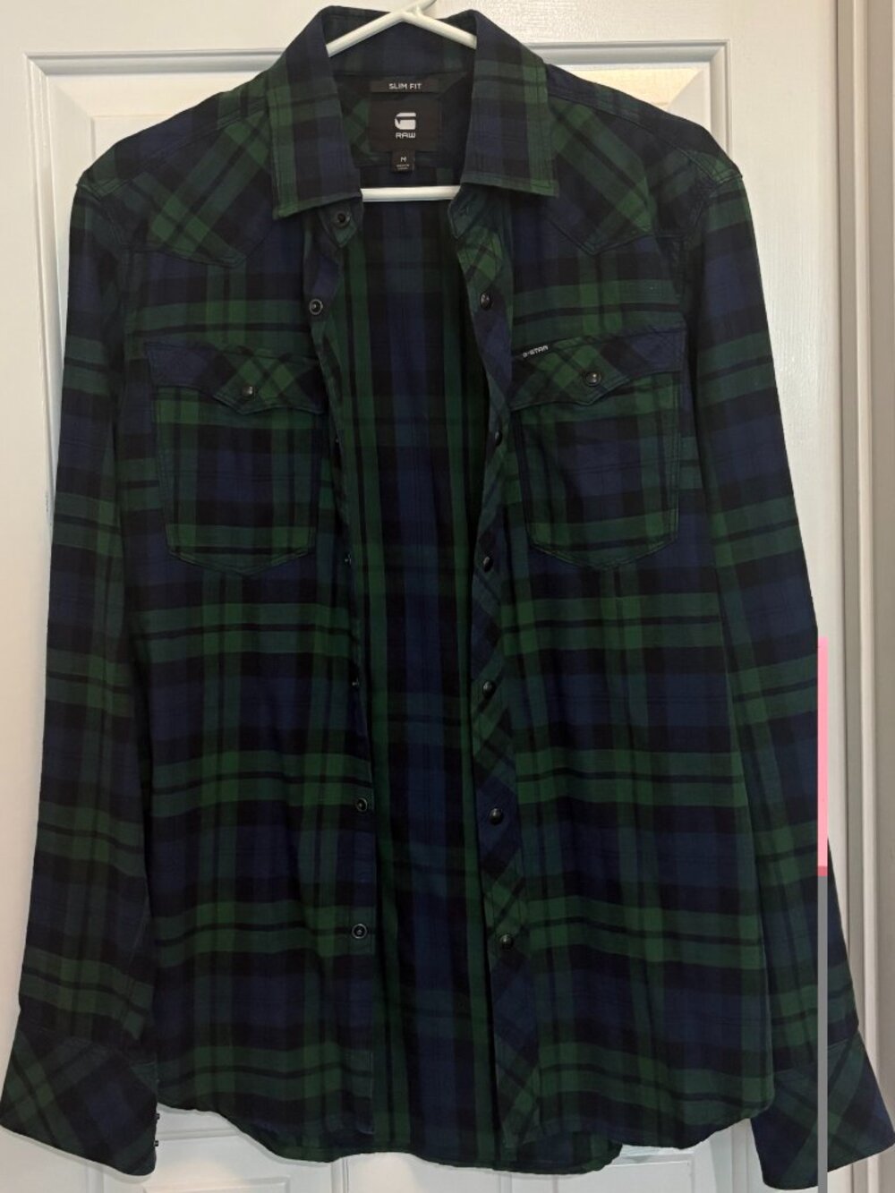 G-Star Raw button down snap down slim fit flannel Medium